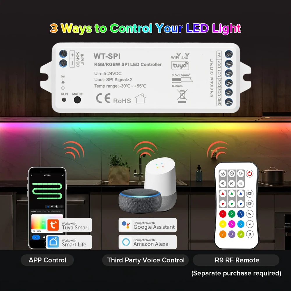 WS2812B WS2811 WiFi WT-SPI RGB SPI LED Strip Controller - Main Image