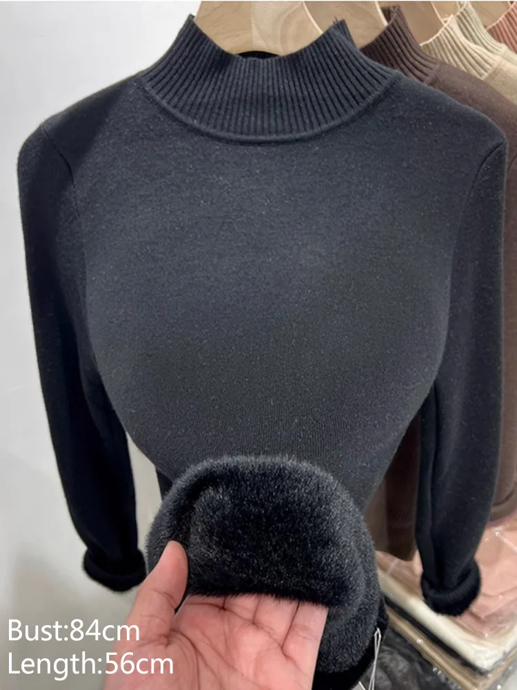 New Autumn and Winter Elegant Semi-turtleneck Women's Long-sleeved Sweater Fashionable Solid Color Knitwear Bottoming Shirt