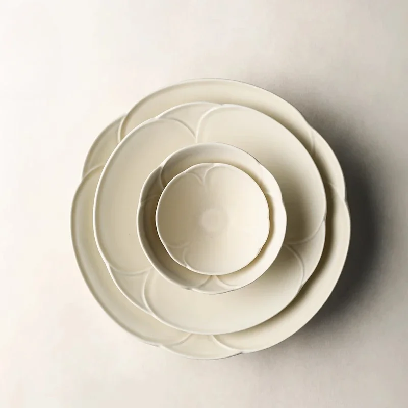 Handmade Ceramic Tableware Set Household Simple Rice Bowl Housewarming Tableware Set Advanced Sense Bowl Plate Underglaze Color