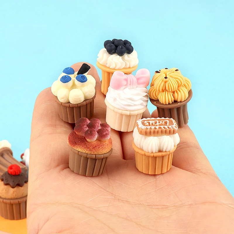 10pcs Diy Kawaii Resin Mini Cup Cake Fake Food Toy Phone Case Hair