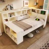 PINGGO 3FT Single Daybed with Storage USB Type-C Port Bookcase 90x190cm Wooden Platform Bed Frame White (No Mattress) 1 PINGGO 3FT Single Daybed with Storage USB Type-C Port Bookcase 90x190cm Wooden Platform Bed Frame White (No Mattress) 1