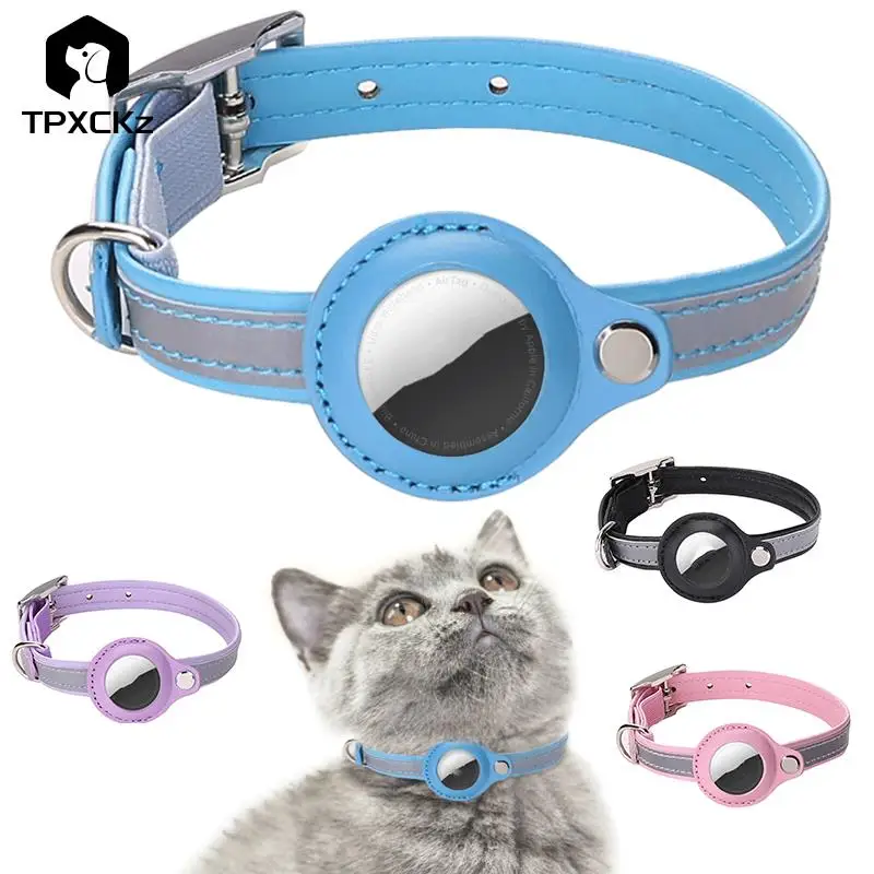 New Airtags Collar Original Leather Pet Collar For Puppy Anti lost Cat