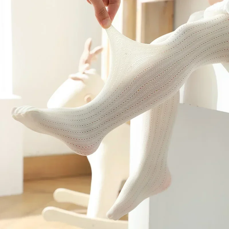 Baby Breathable Pantyhose Kids Girls Princess Mesh Thin Tights Children Stockings White Pink Soft Hosiery Spring Summer Autumn