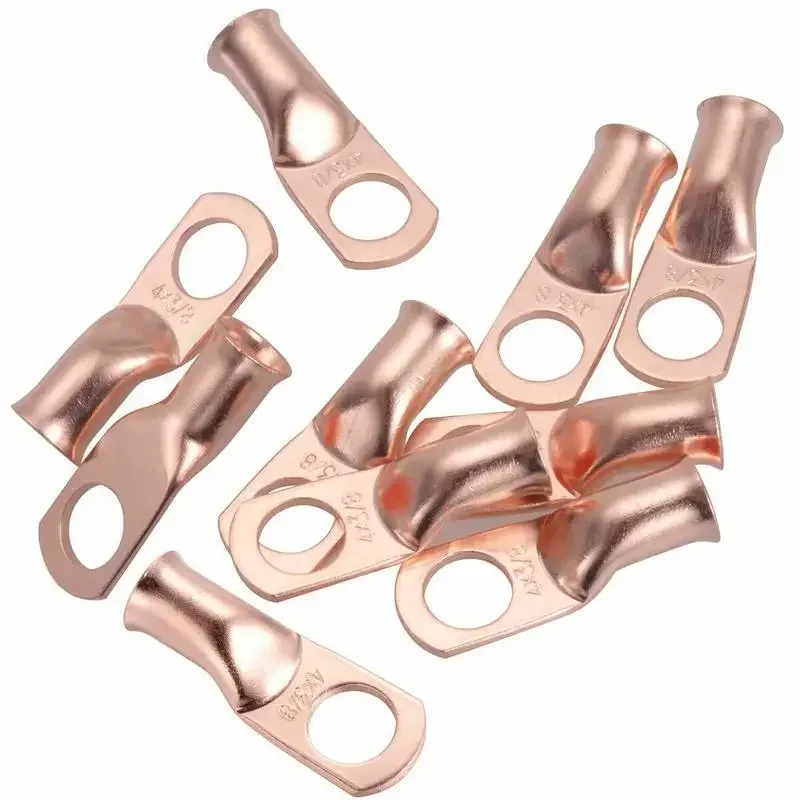 

20PCS Uninsulated 4 AWG Ring 3/8" Hole Terminals Lugs Bare Copper Electrical Cable Wire Connectors Kit