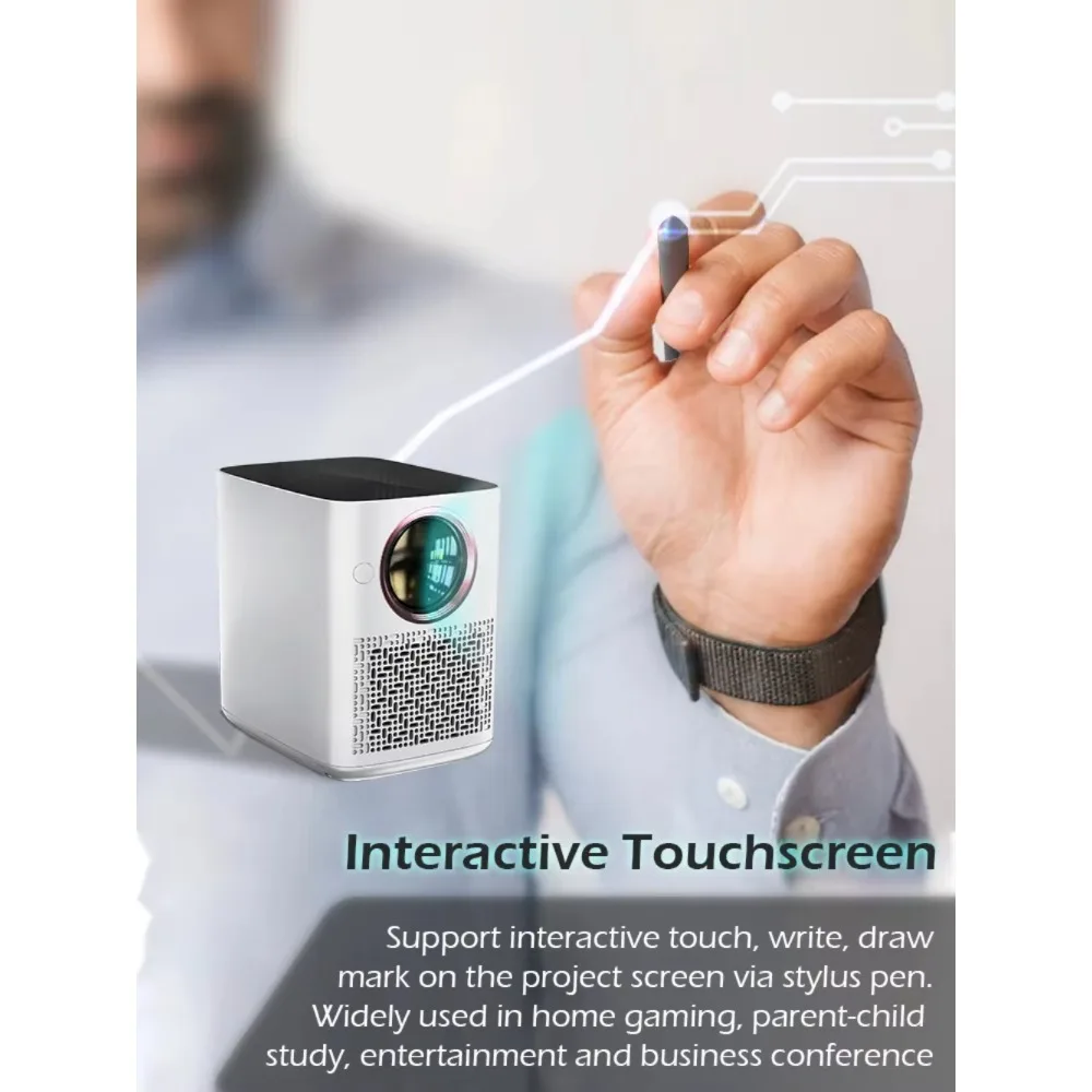 미니 프로젝터 Y3 스마트 프로젝터 풀HD 안드로이드 9 4K 지원 LED 홈시어터 UST 터치 인터랙션 풀스크린 교육용