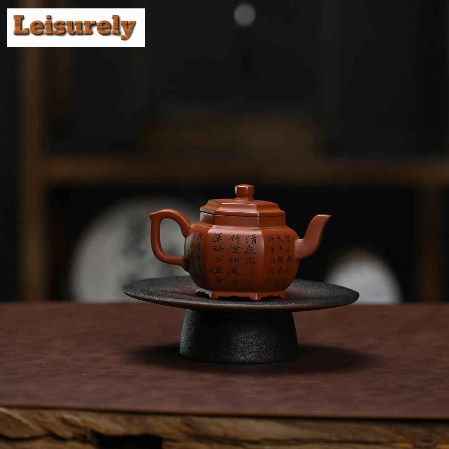 130ml Yixing Purple Clay Teapots Handmade Hexagonal Palace Lantern Pot Raw Ore Dahongpao Mud Kettle With Infuser Zisha Tea Set
