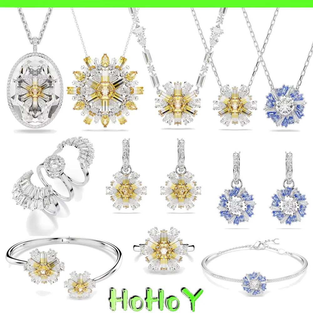 Original 2024 Women's Jewelry Set Necklace Earrings Stainless Steel Charm Droplet Flower Ring with Logo Romantic Gift