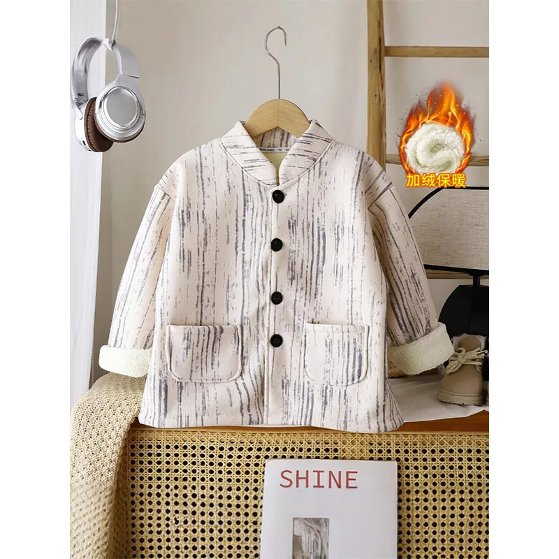 Boys Padded Jacket Winter Warm Coat Children's Cold Outerwear Autumn Fashion Cardigan Baby Long-Sleeved Single-Breasted Clothes