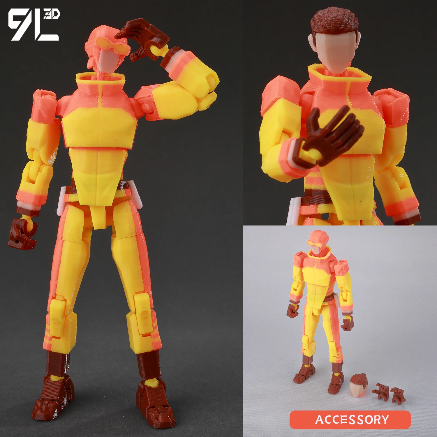 9L3D Multi-Jointed Articulated Action Figure Invincible Hero Black