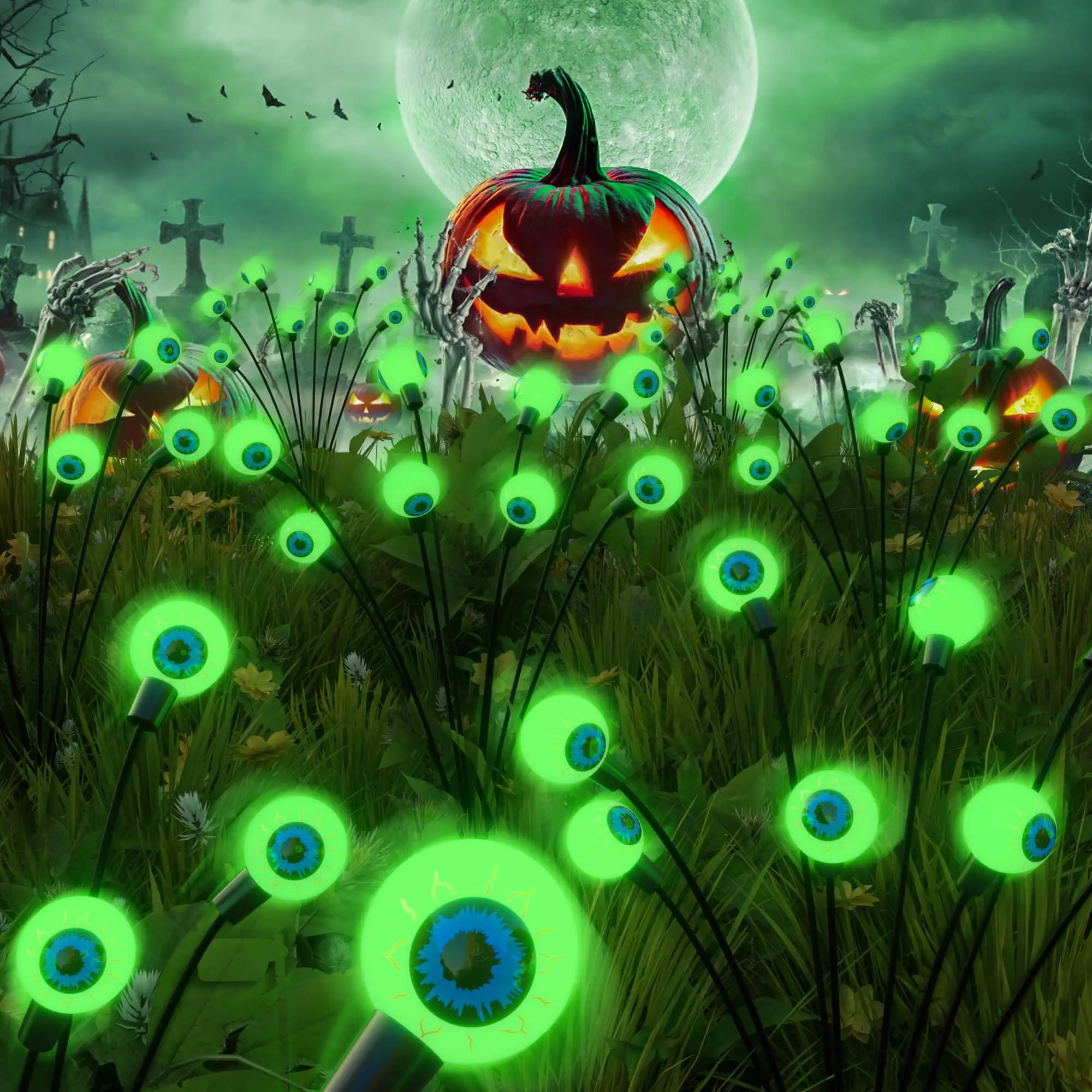 Halloween Scary Eyeball Solar Lights Outdoor Waterproof 6heads Eyeballs Firefly Light For Home Garden Yard Party Decoration Lamp_voghion.com