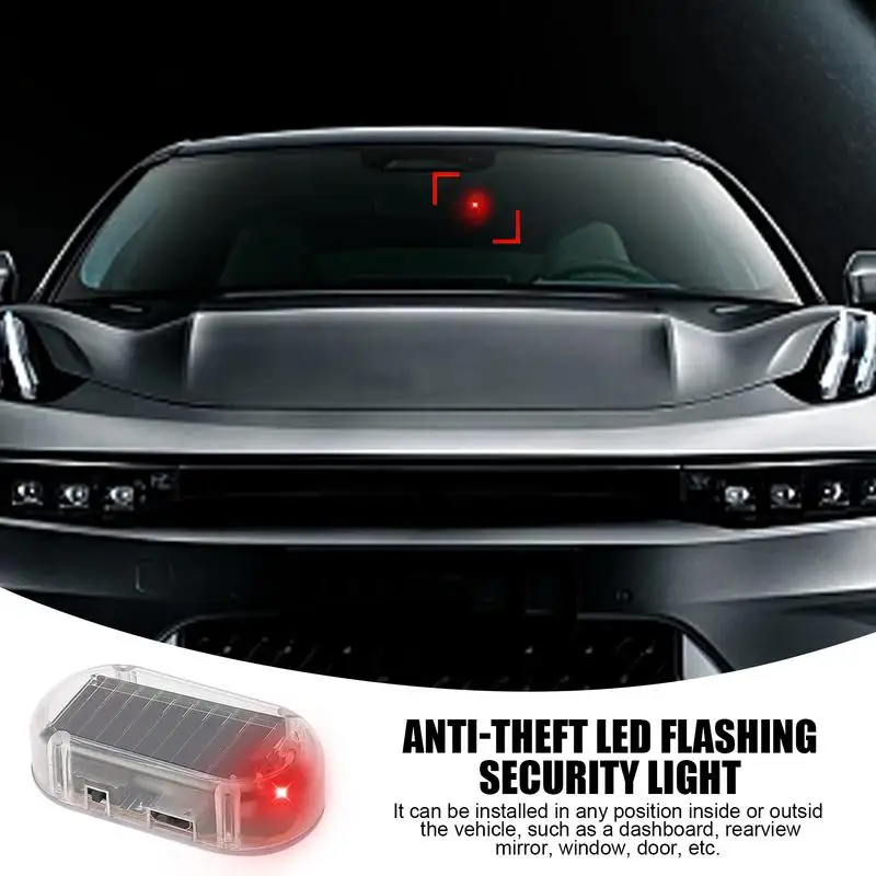 

Car Fake Security Light Solar Powered Simulated Dummy Alarm LED Flashing Imitation Anti Theft Caution Lamp interior Accessories