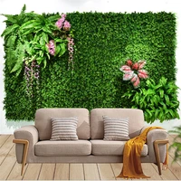 Green Artificial Plants Wall Panel Plastic Outdoor Lawns Fake Flowers Decor  Wedding Backdrop Party Garden Grass Flower Wall 3