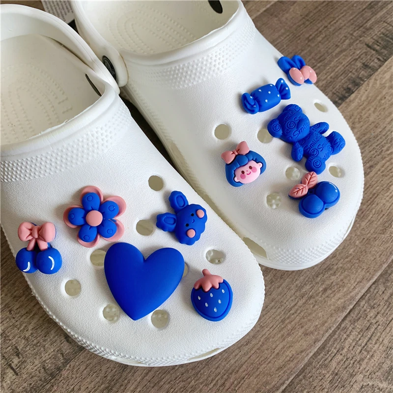 Lovely Blue Bear Set Shoe Charms Accessories Shoe Buckle Cute Water Diamond Chain DIY Shoes Decorations