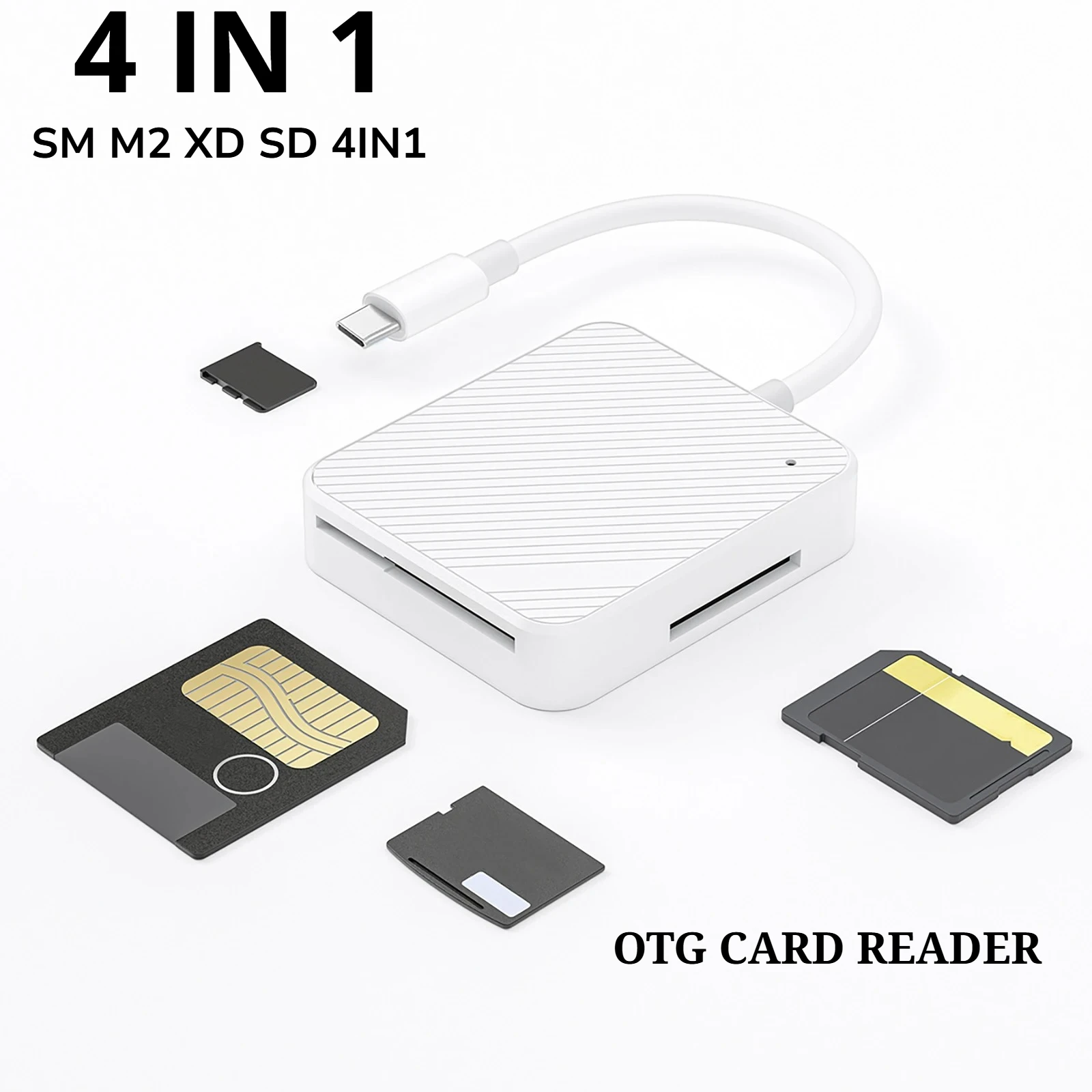 4 in 1 USB C OTG 스마트 미디어 타입 C 메모리 카드 리더 어댑터 M2 SD SM XD 카드 리더 (안드로이드 휴대폰 액세서리용)