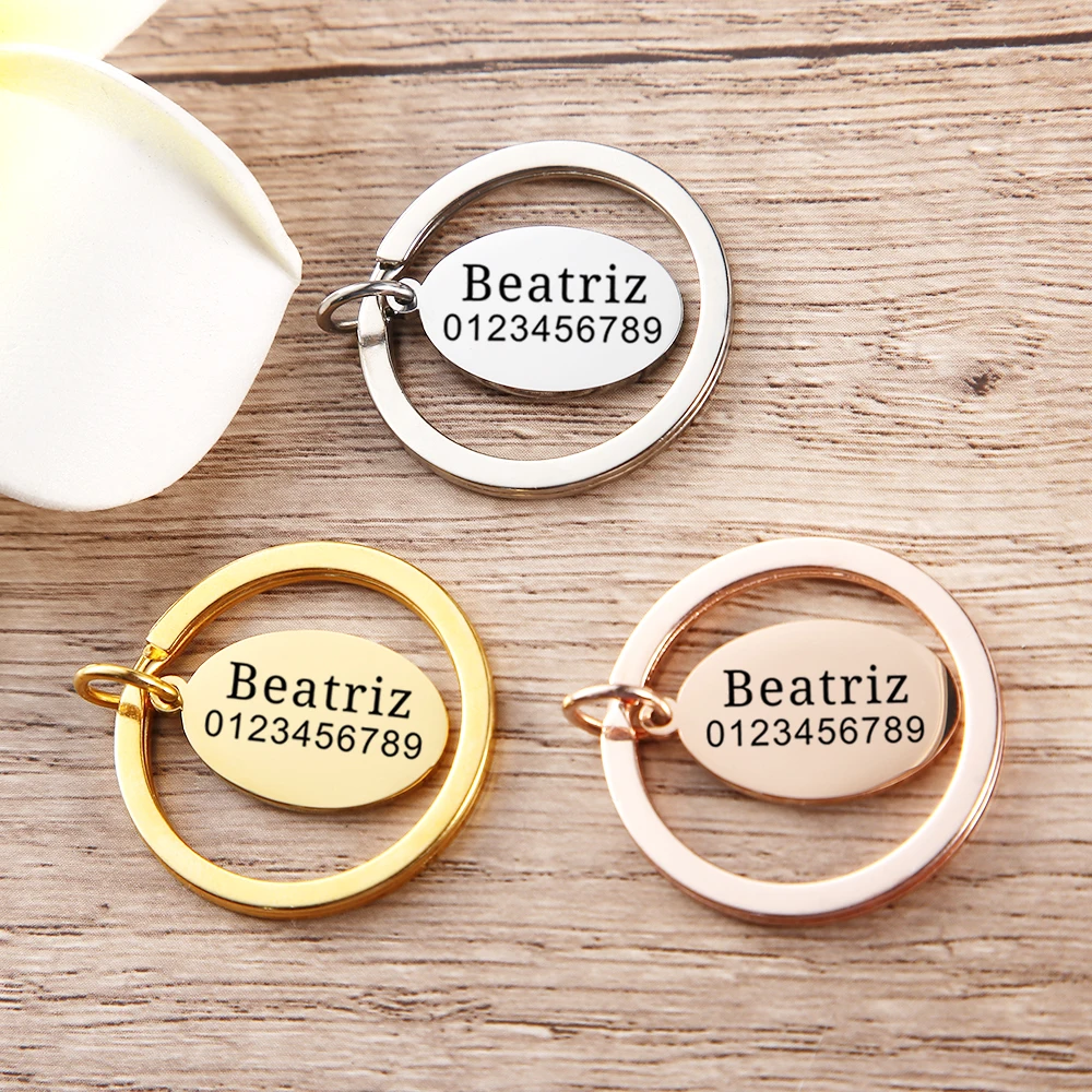 

Custom Logo Name And Date Laser Engraved Keychain Personalized Gift Customized Stainless Steel Keyrings Key Chain Private