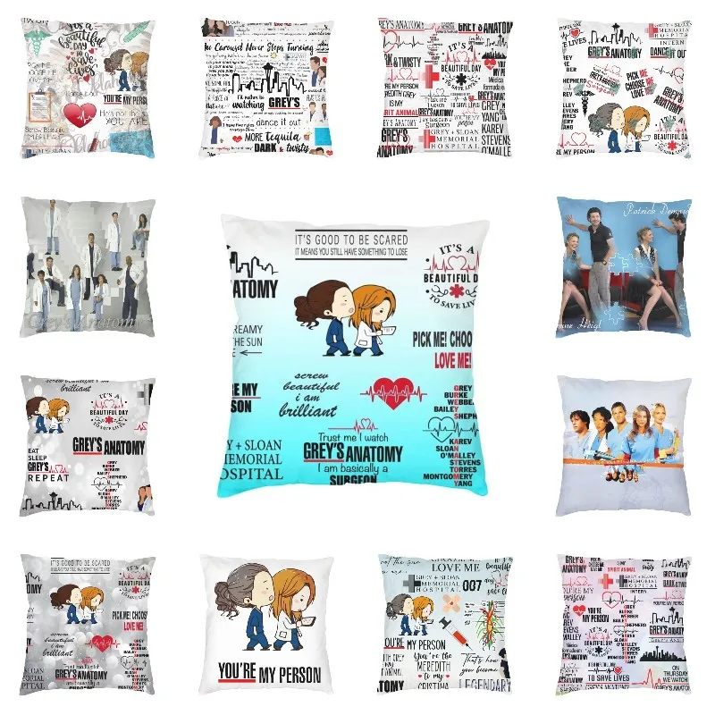 

Cool Grey's Anatomy Square Throw Pillow Cover Home Decor 3D Two Side Printed Comedy Tv Movie Cushion Cover for Living Room