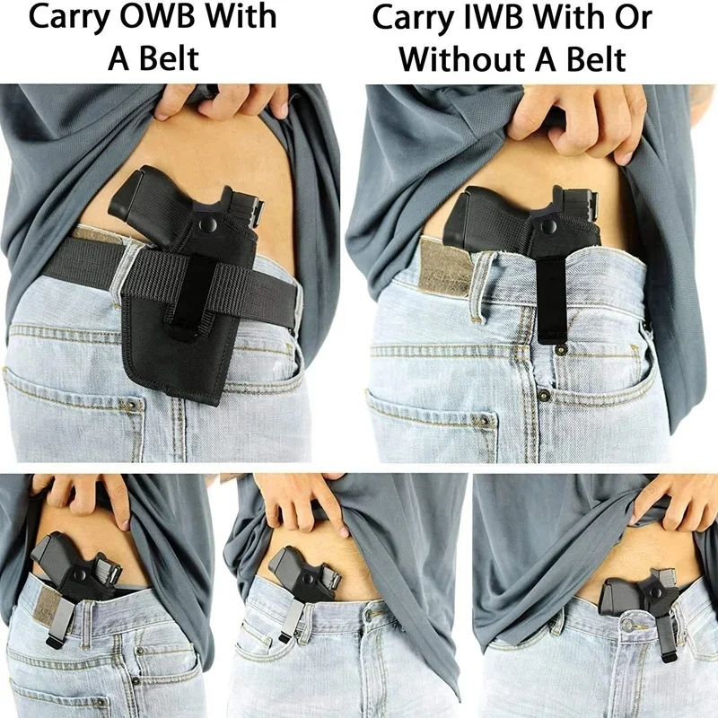 Tactical Gun Holster Concealed Carry Belt Clip Left and Right Hand IWB OWB Carry Compact Fullsize Airsoft Pistol Adjustable