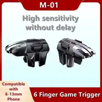 M01 ABS + 합금 6 핑거 모바일 게임 트리거, PUBG Aim Shooter L1 R1 키 단추 게임 패드 컨트롤러, 아이폰 안드로이드 범용