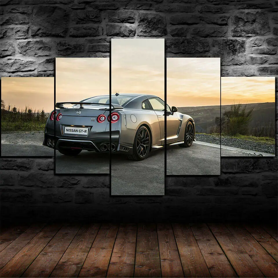 

Unframed 5 Panel GT-R Super Car Modern Canvas HD Print Posters Wall Art Picture Paintings for Living Room Home Decor