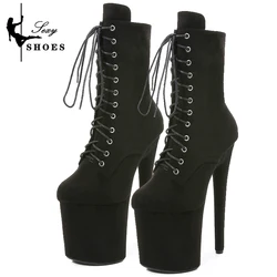 Women's Pole Dancing Boots 20CM Platform Short Boots Suede Round Head Nightclub Catwalk Boots Large Size Shoes Fast Shipping