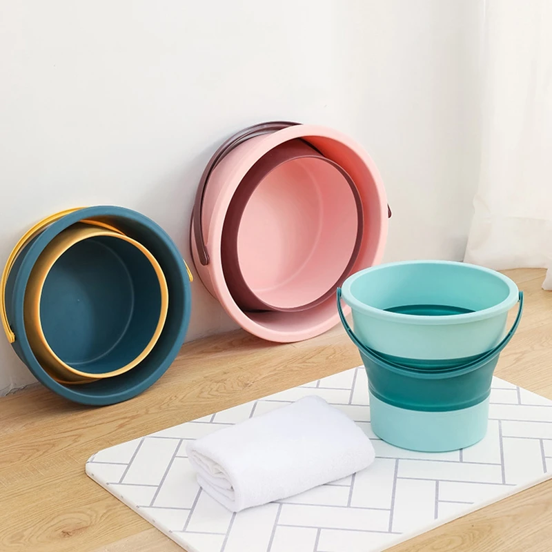 5/10L Foldable Silicone Fishing Bucket Portable Outdoor Camping Water Bucket Folding Basin Camping Car Wash Buckets