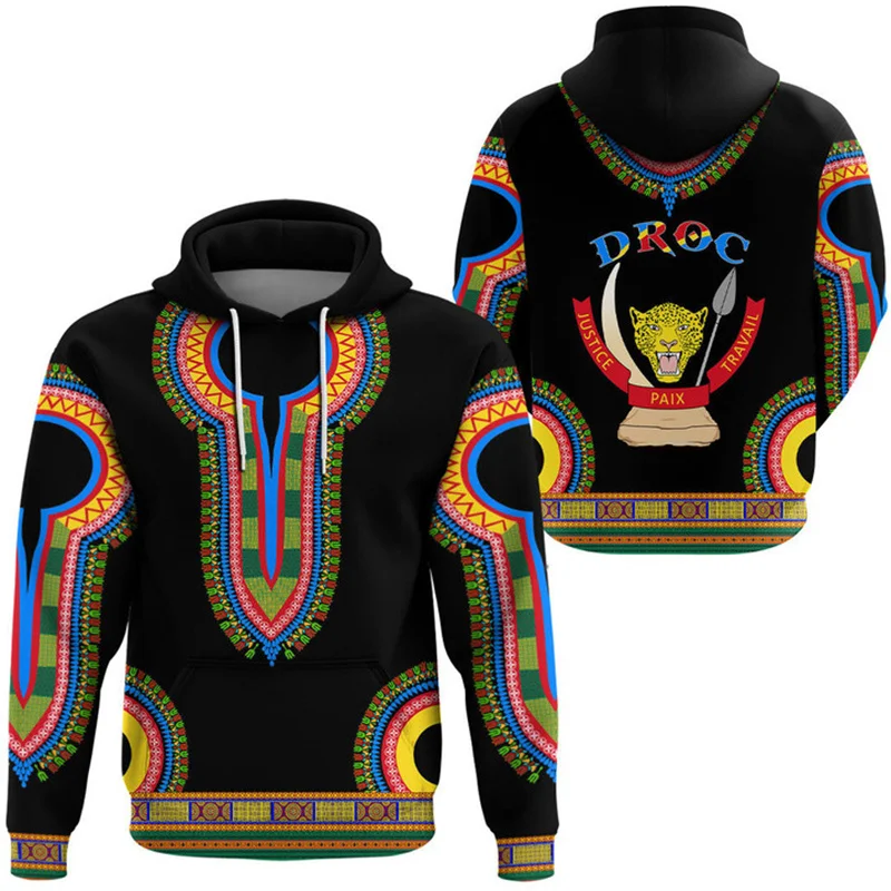 3D Printing Republic-Of The Congo Map New In Hoodies & Sweatshirts Congo Coat Of Arms Graphic Hooded Sweatshirts Mens Clothing