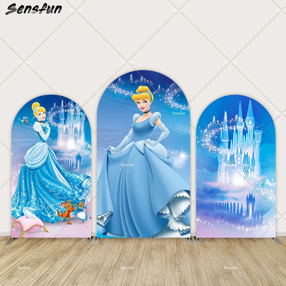 

Castle Princess Arch Backdrop for Birthday Party Supplies Cinderella Photo Backgrounds Theme Baby Shower Banner Cake Table Decor