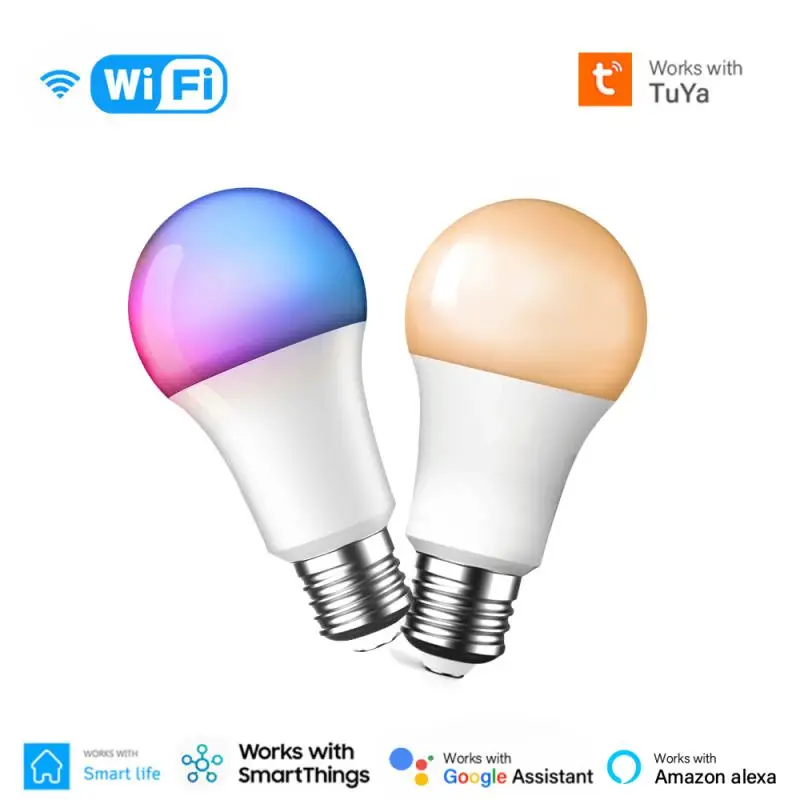 

WiFi Tuya Smart Light Bulb 9W RGBCW LED Light With E27 Lamp Holder Dimmable Lightbulbs For Alexa Google Home Voice Timer Control