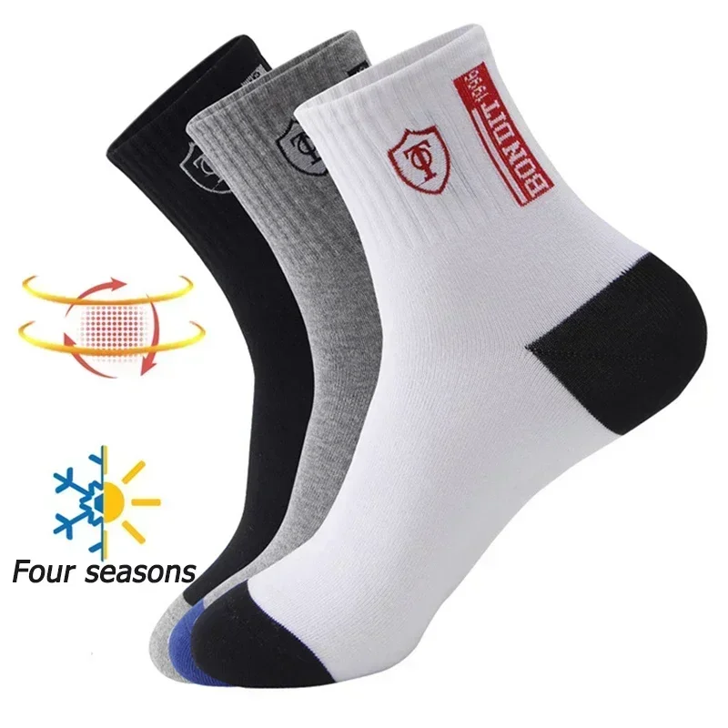 Sports Socks 10pairs Breathable Cotton for Men Bamboo Fiber Autumn Winter Sweat Absorption Deodorant Business