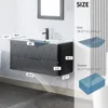 36" Bathroom Vanities Cabinet with Sink Combo, Wall Mounted Floating Cabinet W/Decor Line, Soft-Close System,2 Extra Big Drawers 2
