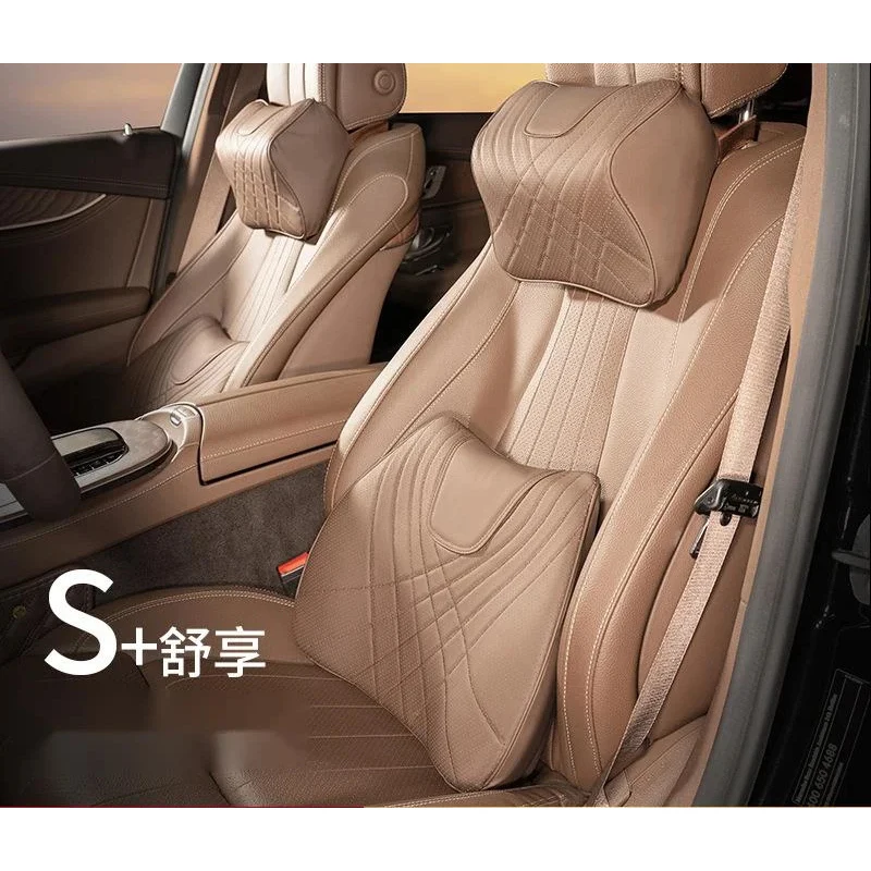Deluxe Leather Auto Headrest and Lumbar Support Pillow Set