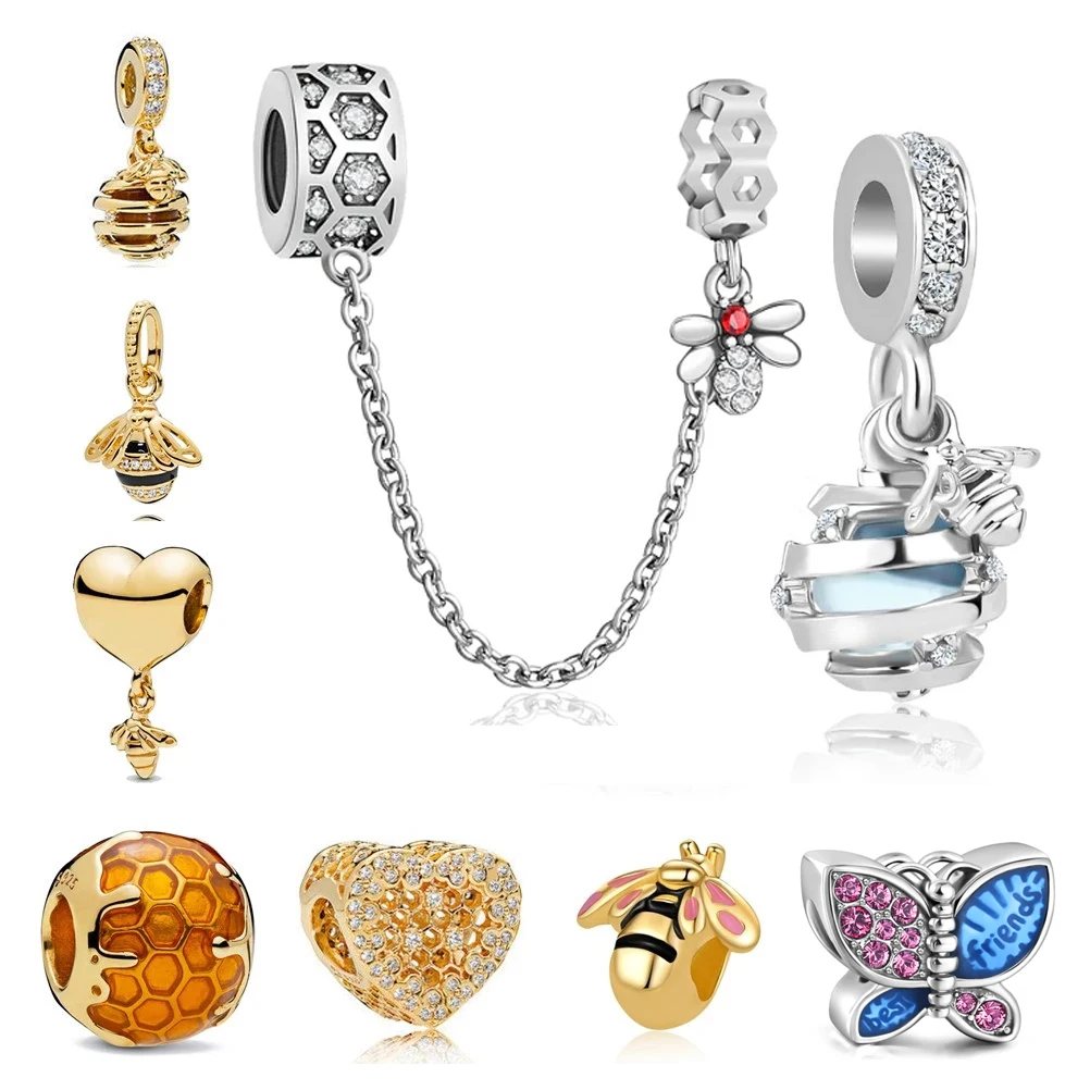 Nuovo 925 Sterling Silver Spring Seal Honeycomb Heart Honey Pandora Beads Fit Original Charms Pandora Bracciale Bead Gioielli Fai Da Te