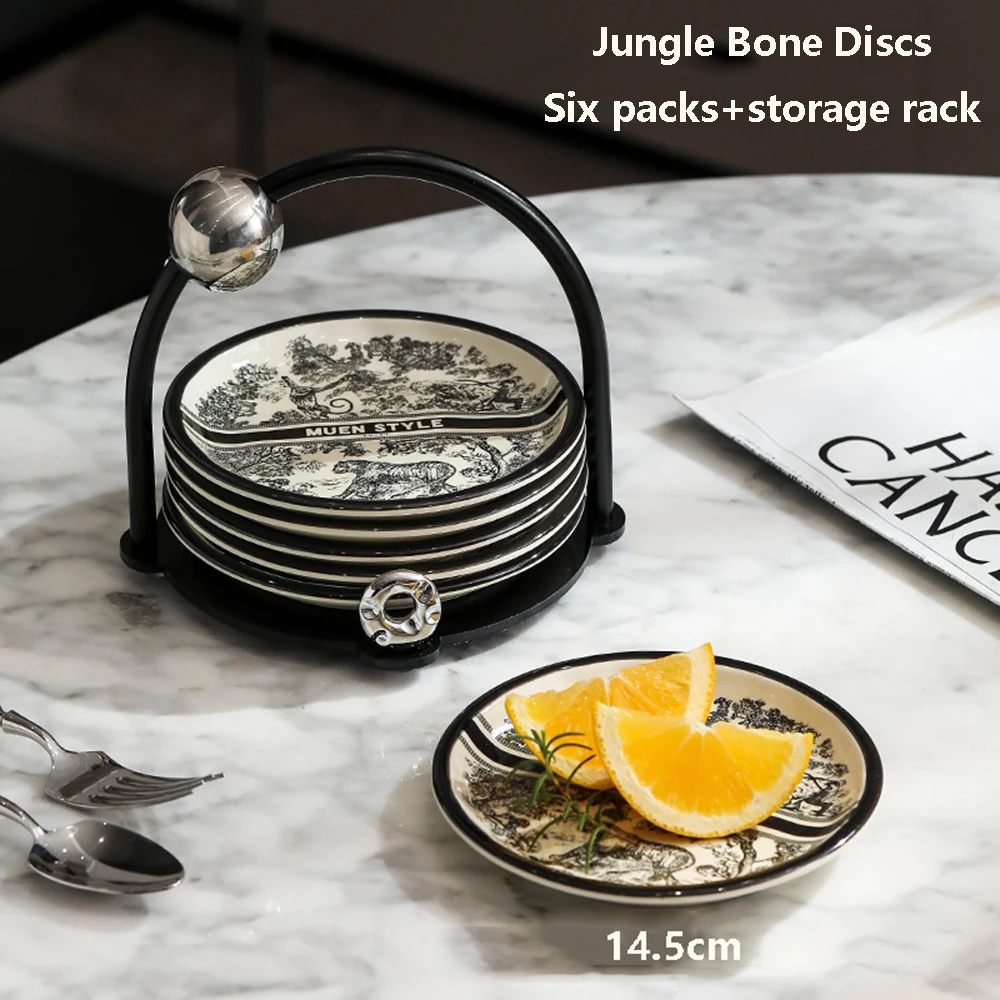 Light Luxury Ceramic Bone Plate Set Design With Ink Wash Style Multi-purpose Small Plate Household Fruit
