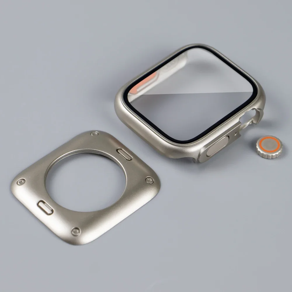애플 워치용 티타늄 메탈 스트랩 및 케이스, 풀 커버리지 케이스, 팔찌, Correa iWatch 시리즈 8, 7, 6, SE, 5, 4, 3, 2, 44mm, 45mm, 40mm, 41mm