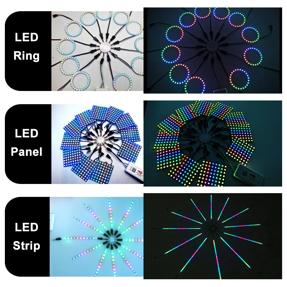 WS2812 WS2811 SK6812 11/12/13 Channels Firework Light Module Individually Addressable 3PIN Round Panel For Home Party Decor led light led modules led module led panel light