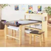 Kids Arts and Crafts Table and Chairs Set with Storage Shelves, Bins, Paper Roll for Drawing | Wooden Art Desk for Kids Playroom 5