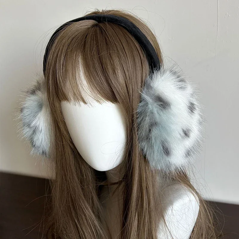 Folded Earmuffs Winter Ear Protection Cycling Earbags Accessories Women Y2k Leopard Faux Fur