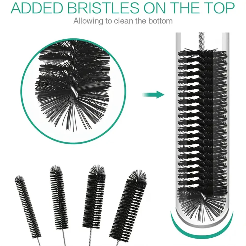 10pcs Premium 304 Stainless Steel Bottle Brushes with Angled Bristles - Reusable, Hard, and Durable Cleaning Brushes for Digital 4