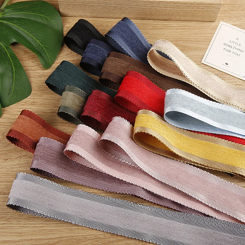 단색 플로킹 벨트, 물결 모양 가장자리 리본 헤어 보우, DIY 공예, 수제 액세서리 재료, YM2022100701, 5 야드, 25mm, 38mm