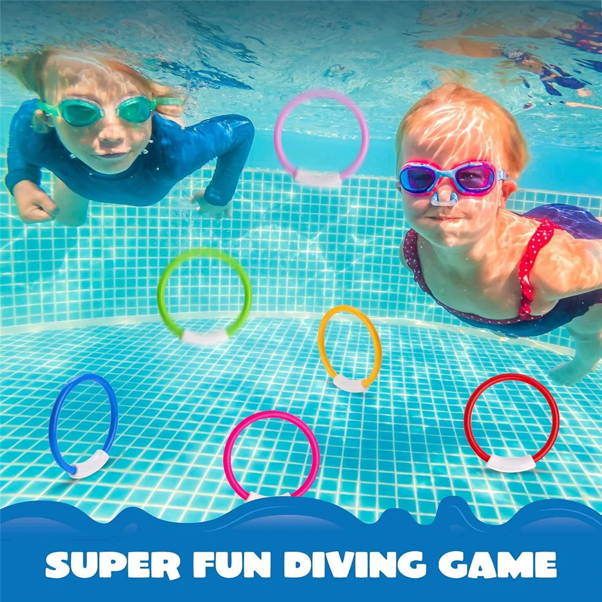 BAAU 16PCS Pool Toys, Colorful Pool Rings for Kids, Underwater Training, Swimming Dive Ring Toy for Kids