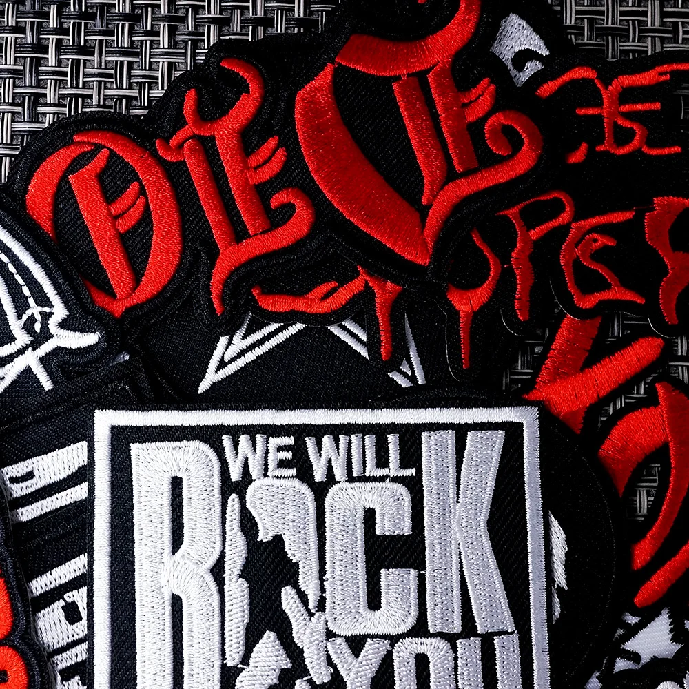 50 개/몫 밴드 DIY 의류 바느질 용품 패치 천으로 수 놓은 Applique 바느질 의류 액세서리 패치 ROCK Parche