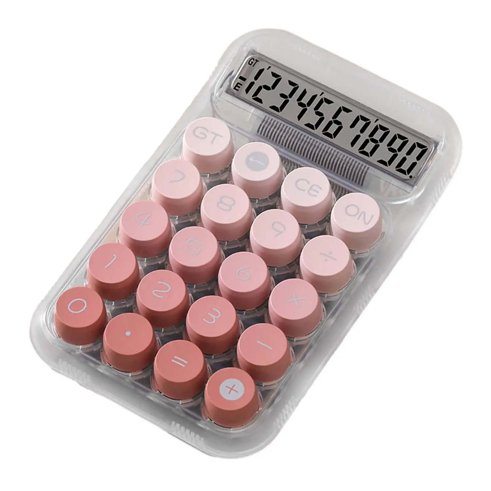 Calculator with Mechanical Buttons Easy to Read Cute Bottom Antiskid Retro with LCD Display for Daily and Basic Office Students