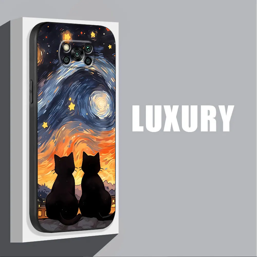 Starry Sky Cat Silicone Phone Case