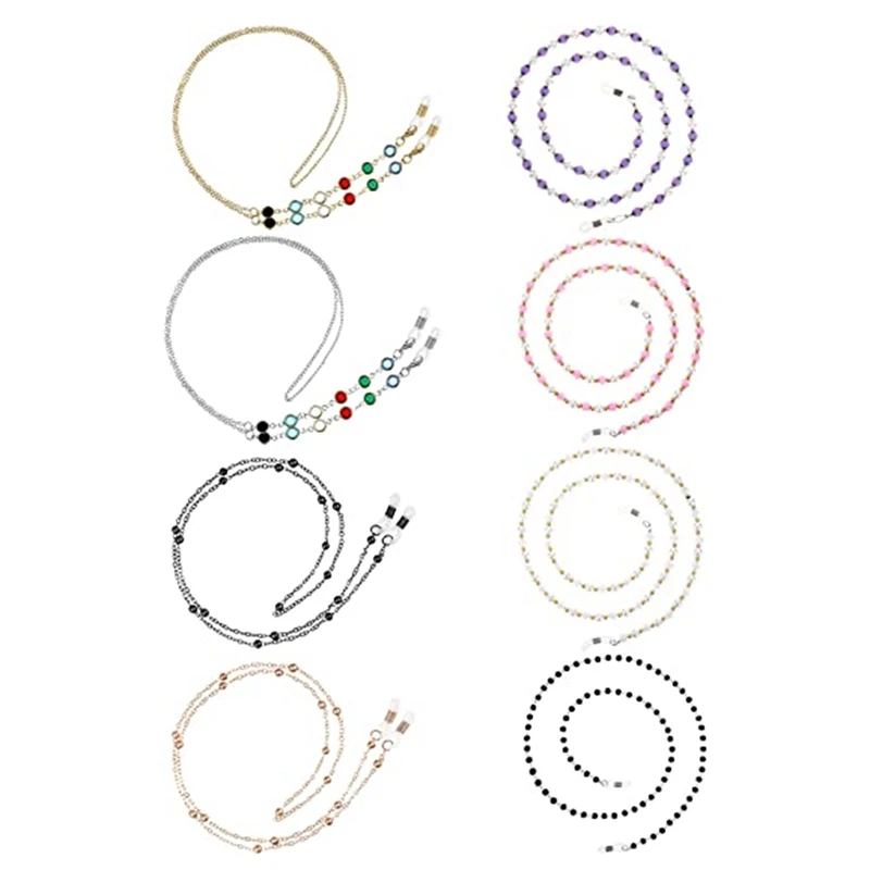 

8 Pieces Eyeglasses Chains Beaded Sunglasses Strap Holder Elegant Eyewear Retainer Chain, 8 Styles