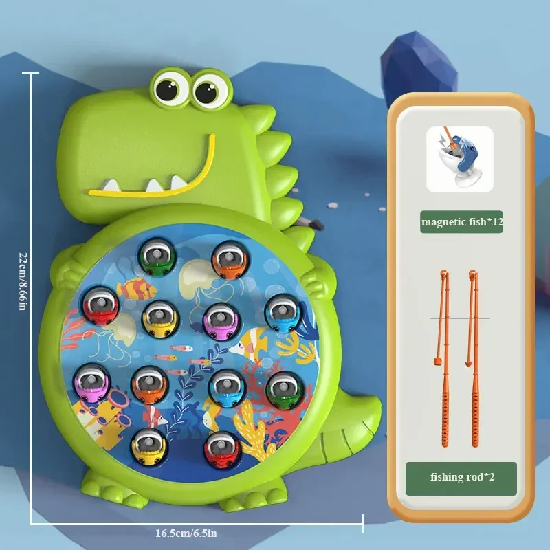 Dinosaur Simple Magnetic Fishing Toys Play Rod Game Toys Child Baby Montessori with Rod Kids Educational Rotating Gift Boy Girls 5