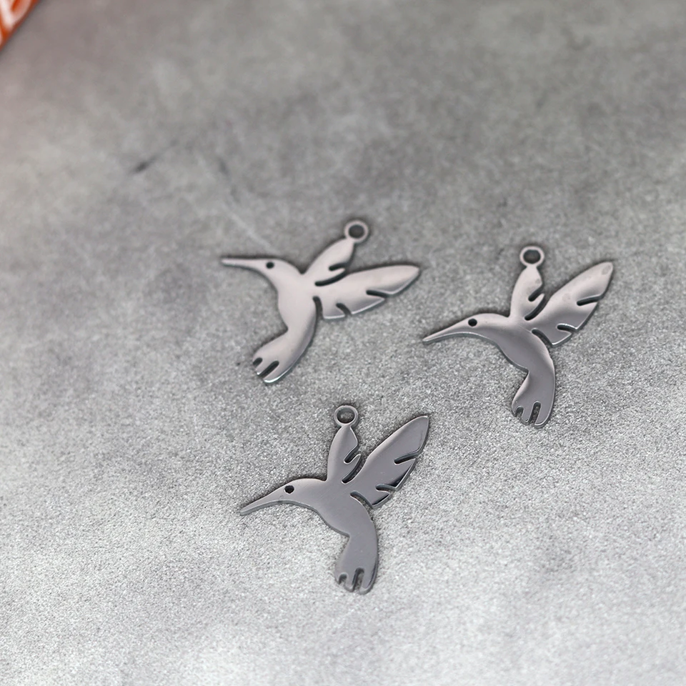 5 pz/lotto In Acciaio Inox Colibrì FAI DA TE Ciondolo di Fascino All