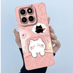 Cute Panda & Cat Liquid Silicone Soft Back Cover | Sweet Girl's Protective Case for Honor 400 Smart 5G (FEN - TYFEN0901)