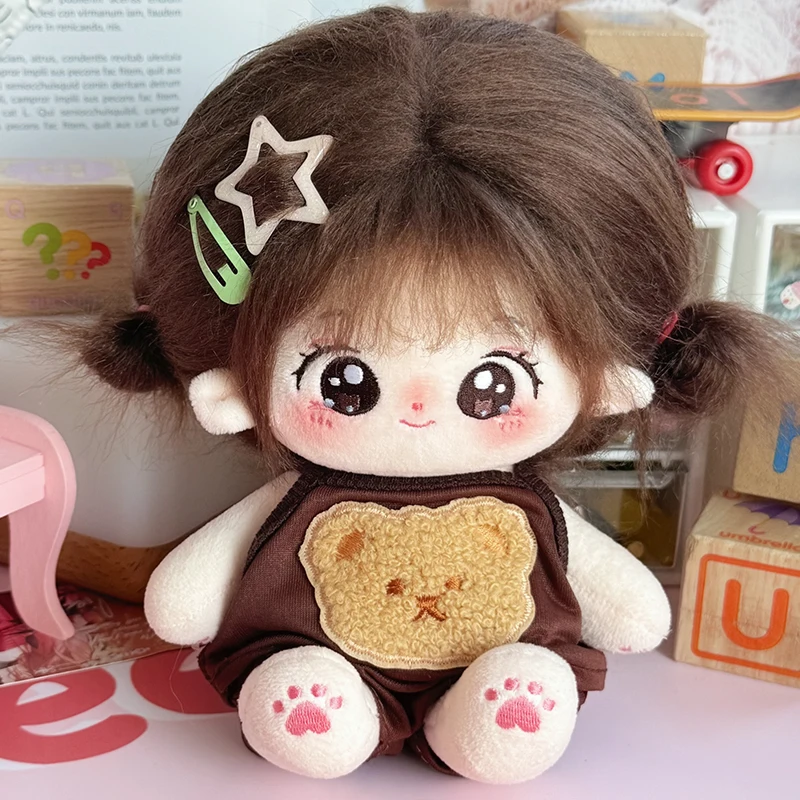 20cm Idol Doll Plush Cotton Star Dolls Kawaii Stuffed Baby Plushies bear overalls No Attributes Dolls Toys Kids Collection Gift 2
