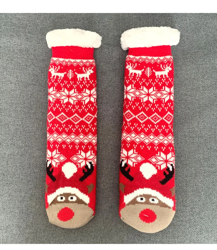 Jule Fuzzy Sokker Dame Vinter Termisk Varm Gulv Blød Kvinde Hjem Indendørs Gaver Skridsikker Grip Tøffel Sok Fluffy_voghion.com