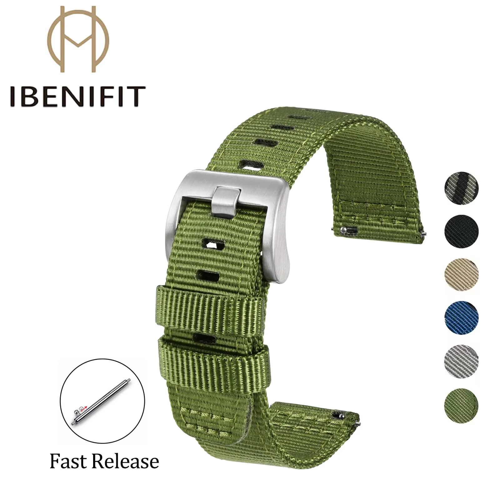 IBENIFIT High Quality Nylon Waterproof Military Sport Watch Strap